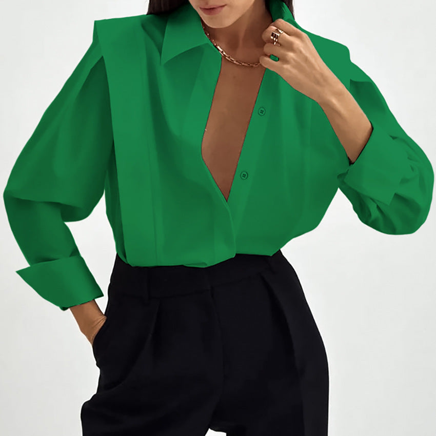 Right-angle Shoulder Slimming Shirt Stitching Sense