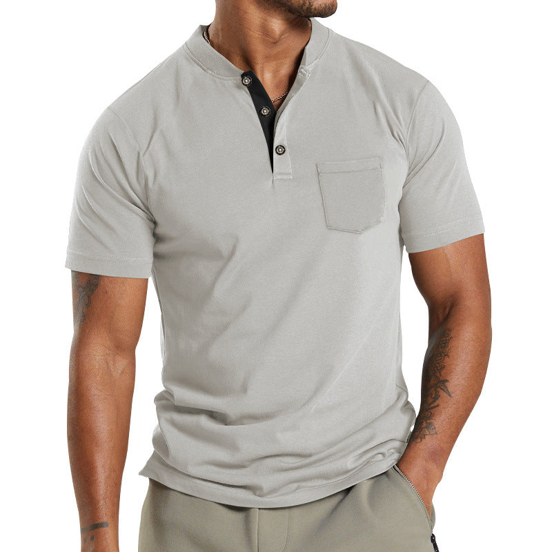 Men's Short Sleeve Button Pocket