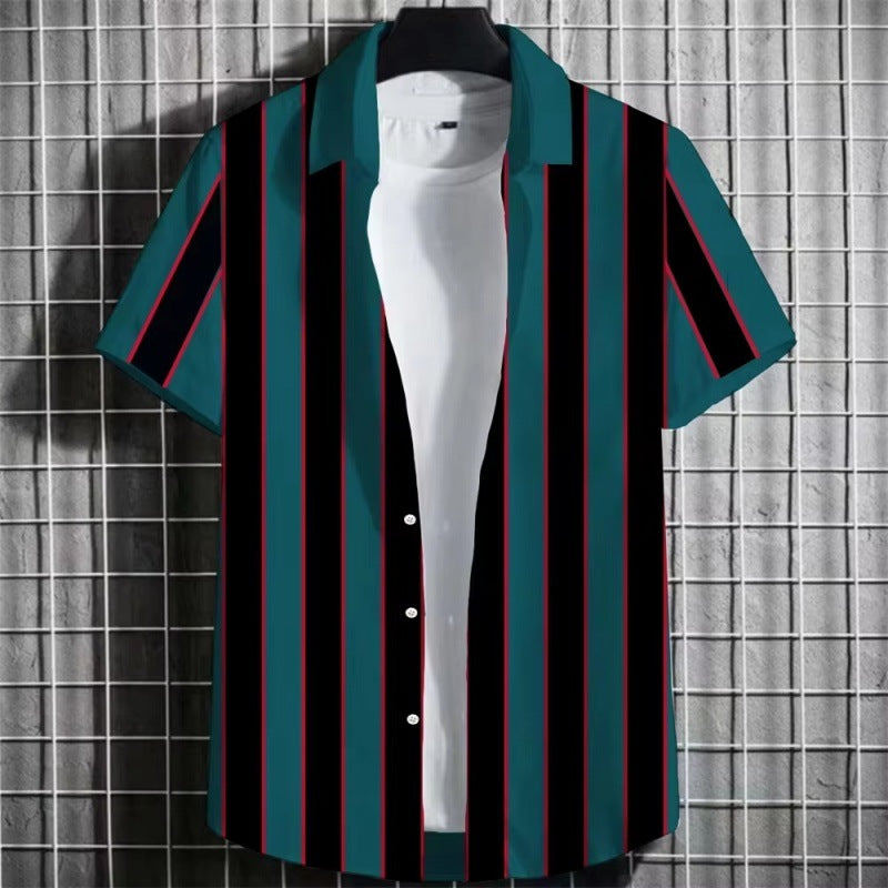 Simple Striped Men Short Sleeve