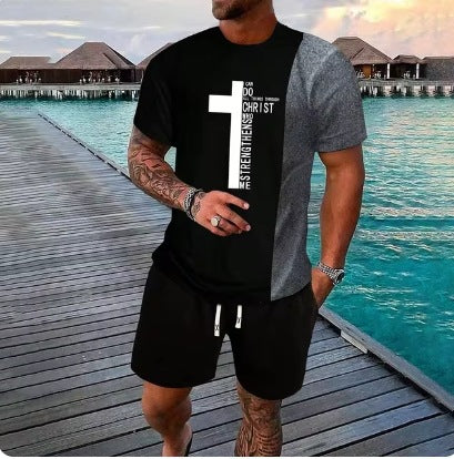 Men's Short Sleeve Shorts Suit