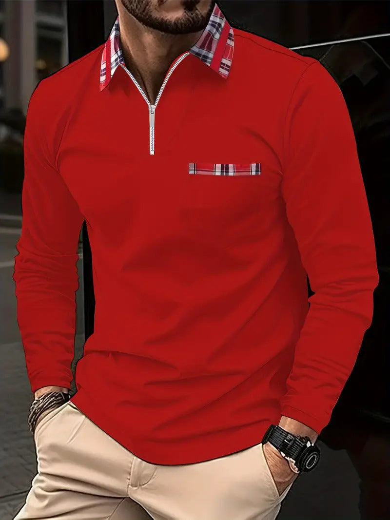 Men's Long-sleeve Zipper Polo Shirt