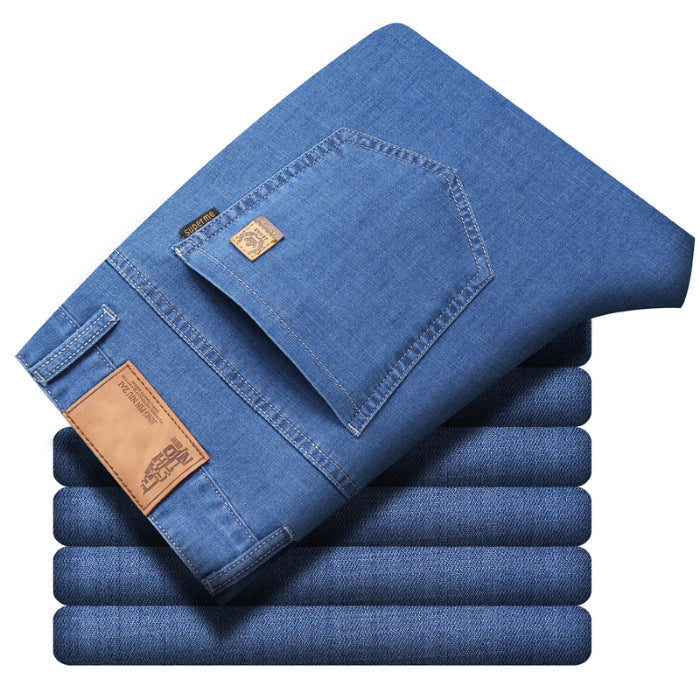Ultra-thin Tencel Men's Loose Straight Light Blue Jeans