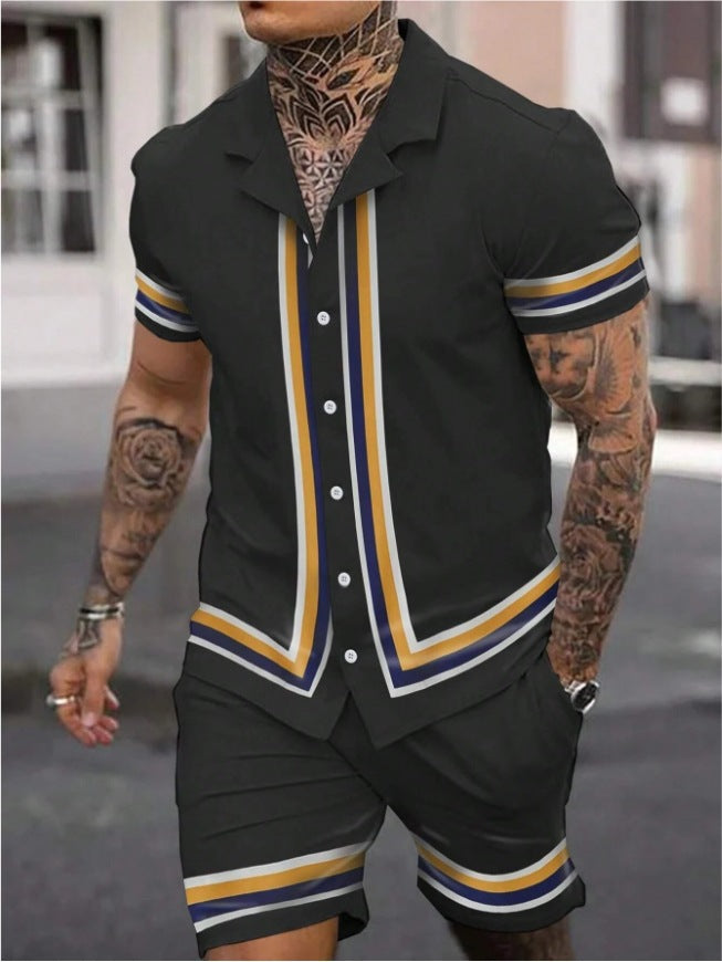 Fashion Men's Shirt Two-piece Set