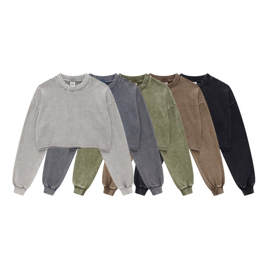 Women Washed Loose Edge Short-sleeved T-shirt Top