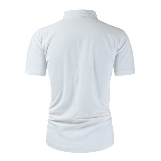 Men's Loose Button Cotton And Linen All T-shirt