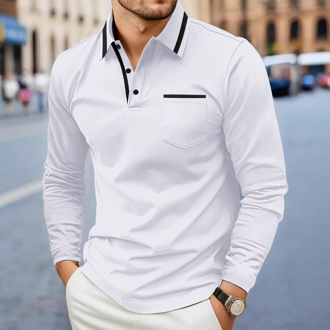 Men's Lapel Long Sleeve Plus Size Polo Shirt