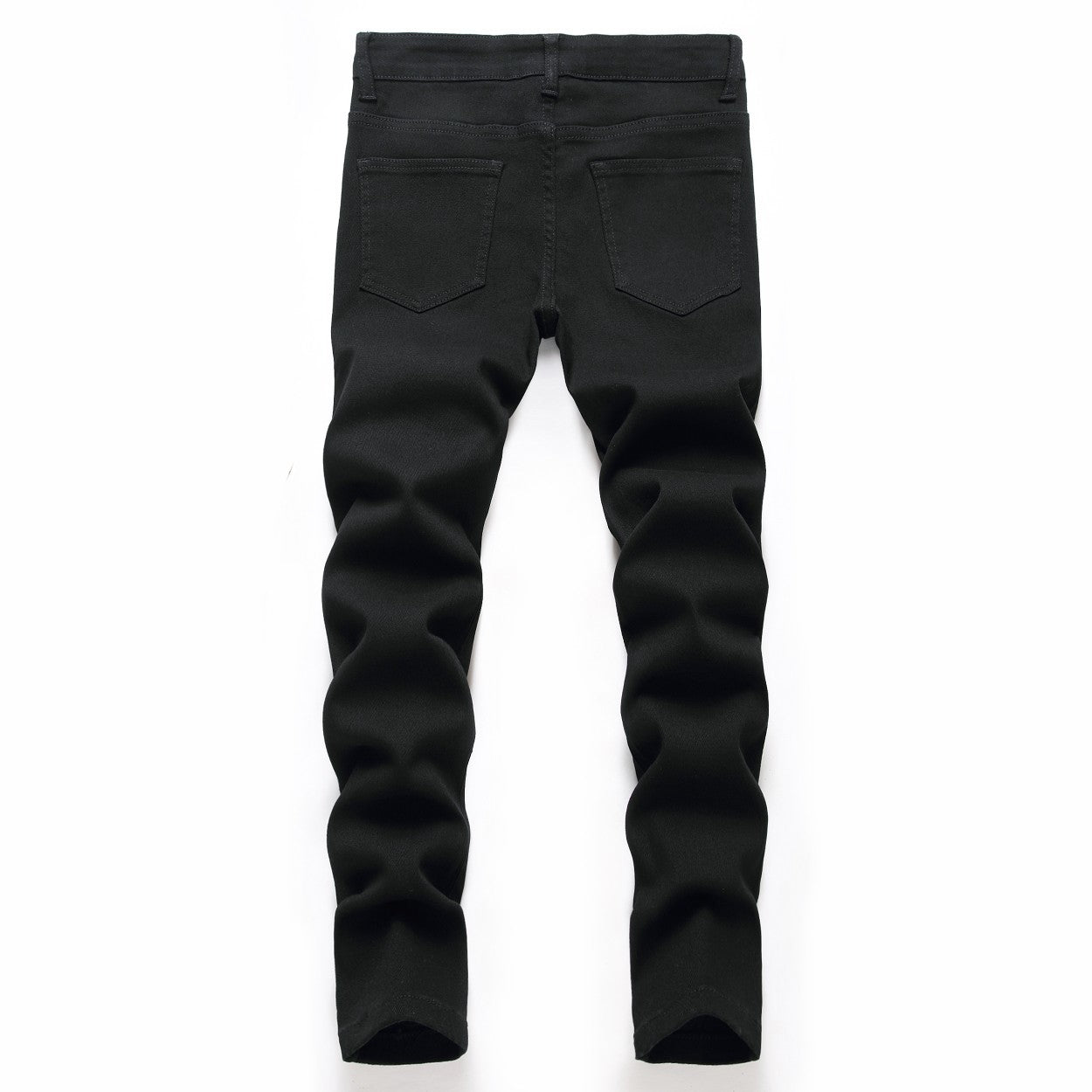 Black Elastic Straight Jeans