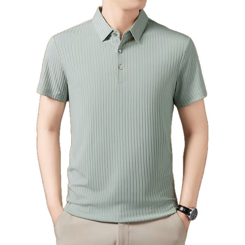 Ice Silk Cut-out Lapel Polo T-Shirt