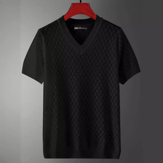 Men's Ice Silk Cut-out V-neck T-shirt