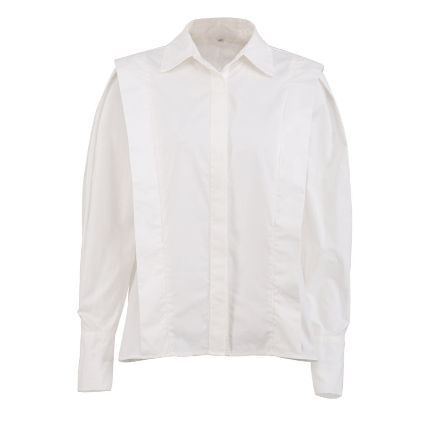 Right-angle Shoulder Slimming Shirt Stitching Sense