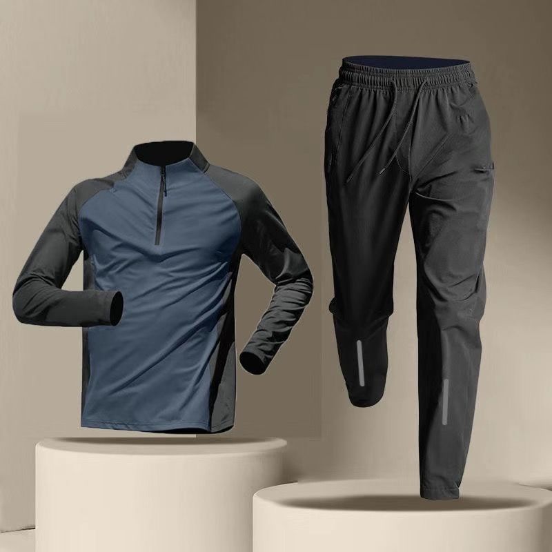 Half Zipper Training Long Sleeve Trousers Suit