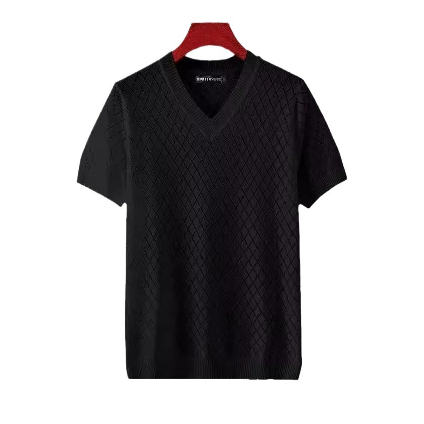 Men's Ice Silk Cut-out V-neck T-shirt