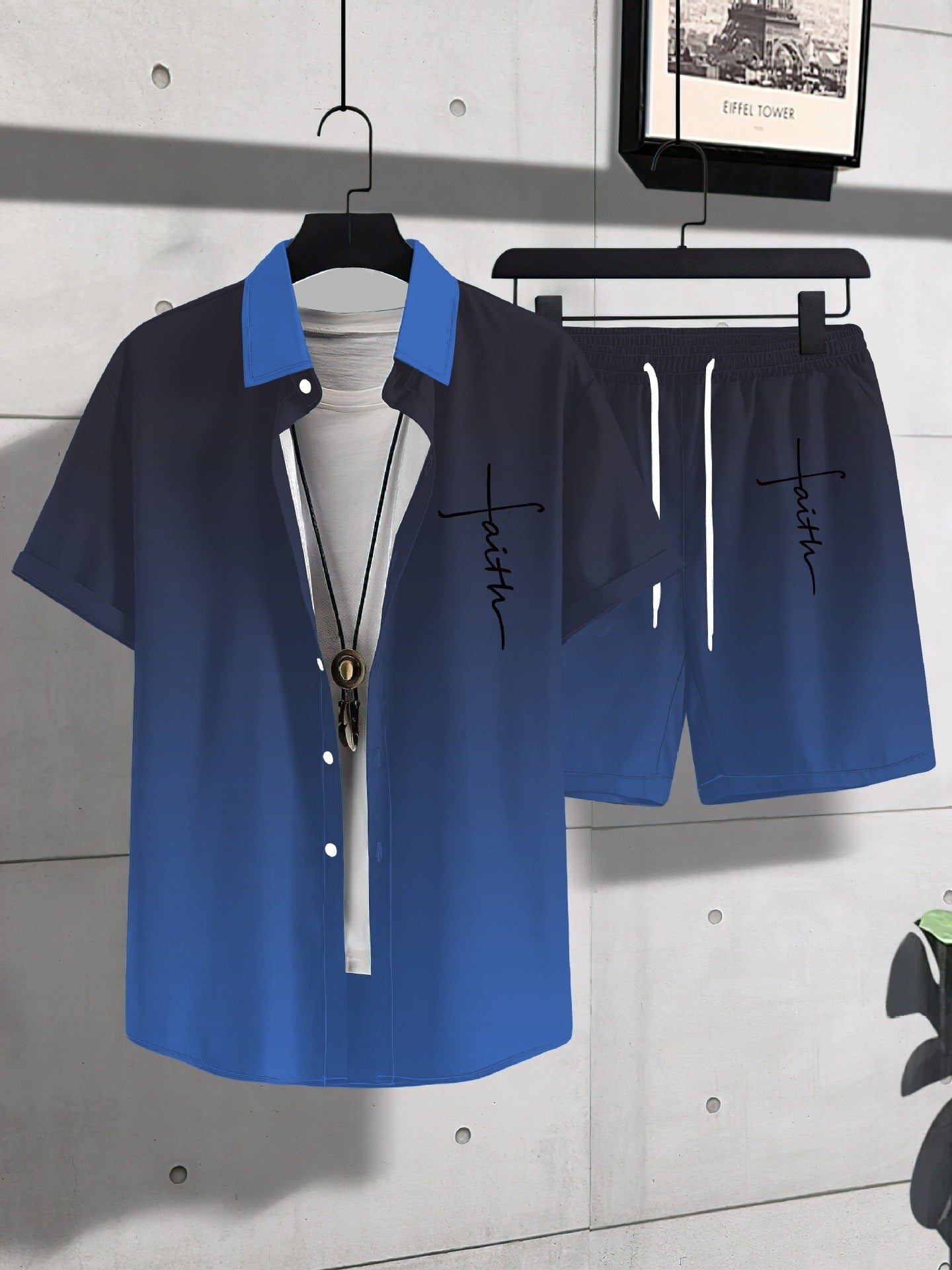 Fashion Trend Animal PatternSleeve Shirt Shorts Suit