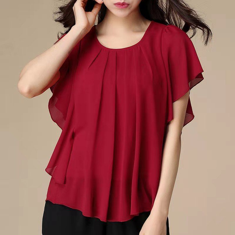 Plus Size Women's Loose Chiffon Shirt