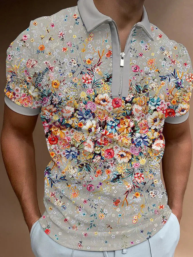 Men's Fashion Simple Zipper Short Sleeve T-Shirt