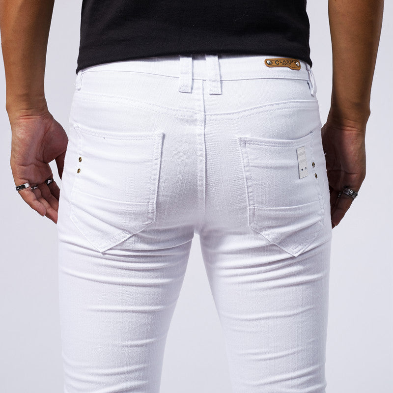 Men's American-style White Stretch Skinny Jeans