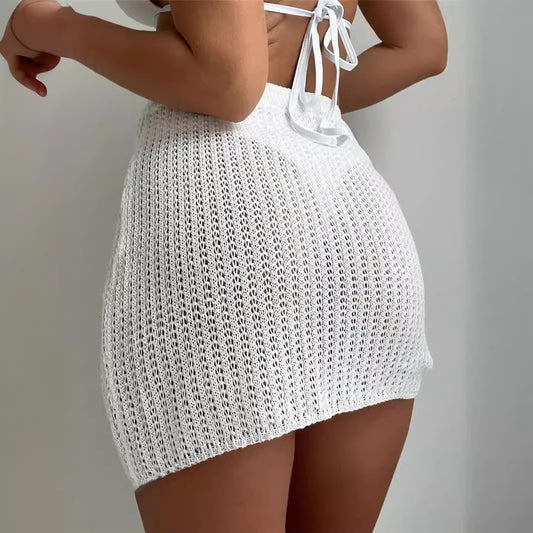Hollow Drawstring Sexy See-through Skirt