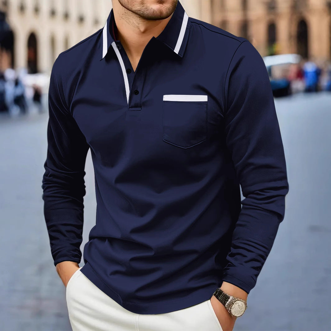 Men's Lapel Long Sleeve Plus Size Polo Shirt