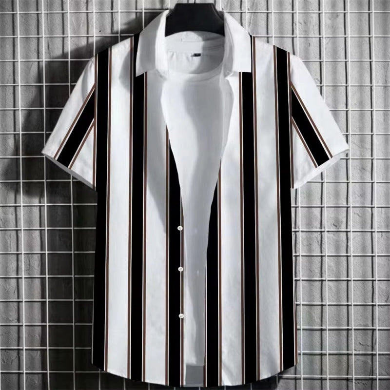 Simple Striped Men Short Sleeve