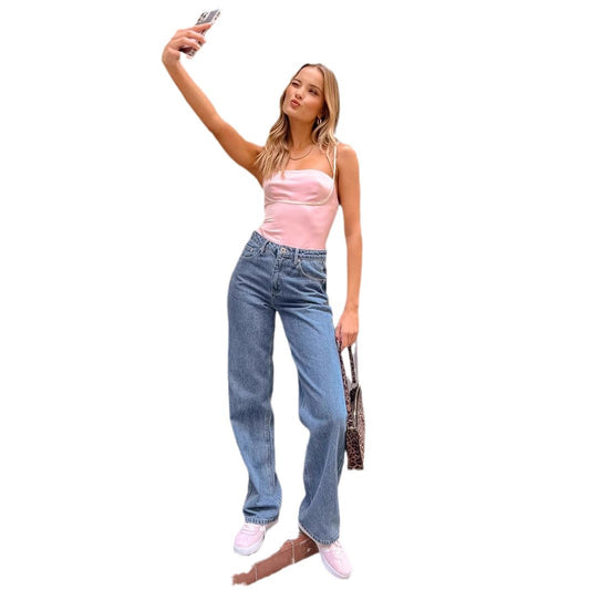 High Waist Bow Straight-leg