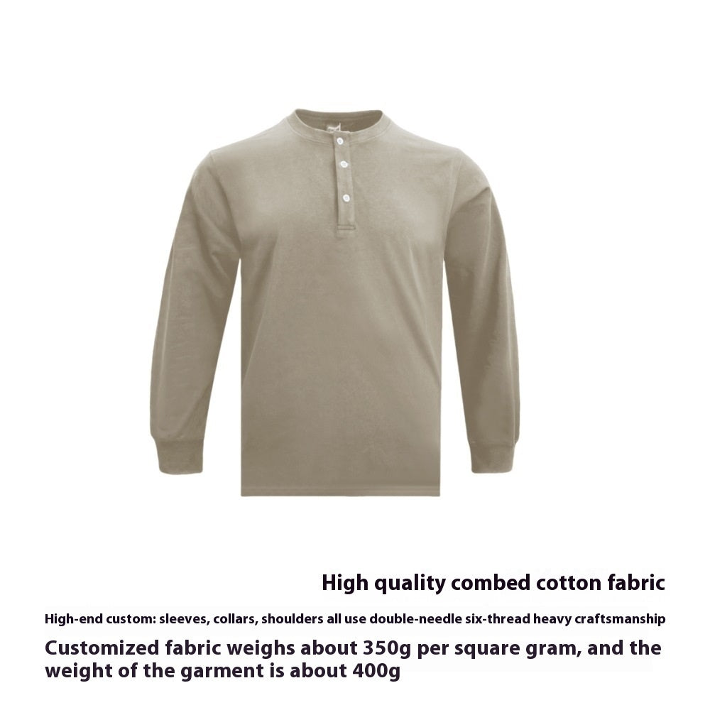 Henley Shirt Slim Cotton T-shirt