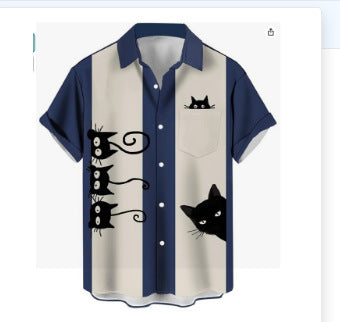 Lapel Hawaiian Shirt Short Sleeve