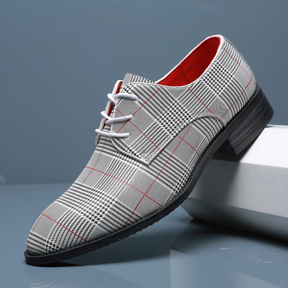 Men's Fashion All-match Leather Shoes Lace-up Stripes