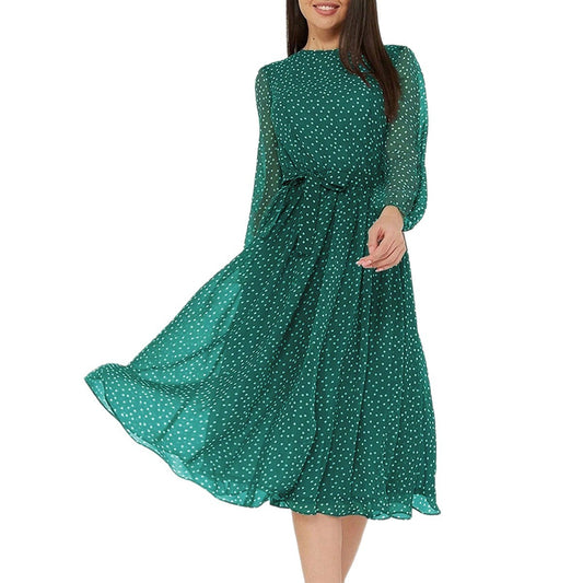 Polka Dot Long Sleeve Maxi Dress