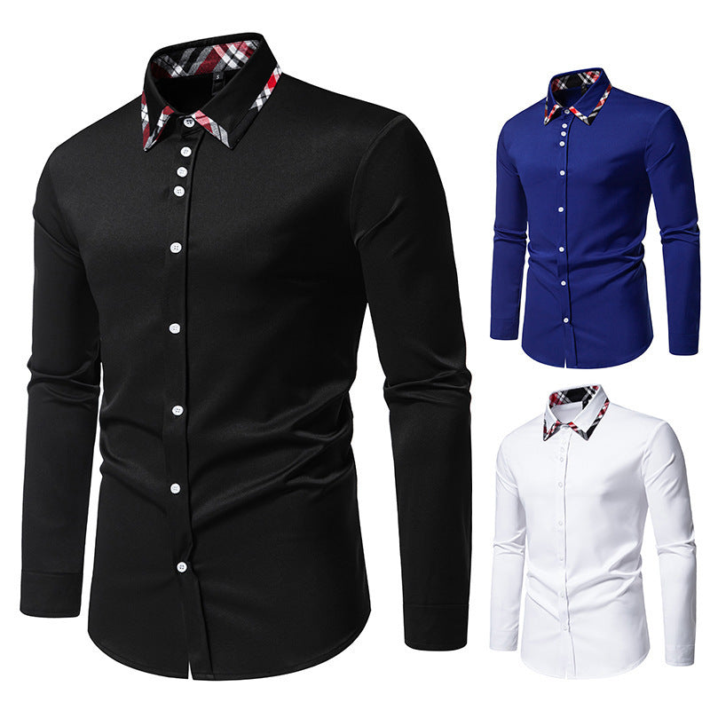 Contrast Color Triangle Collar Long Sleeve Shirt
