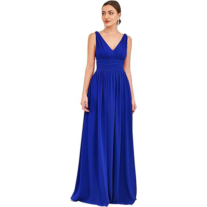Women's Elegant V-neck Sleeveless Evening Dress