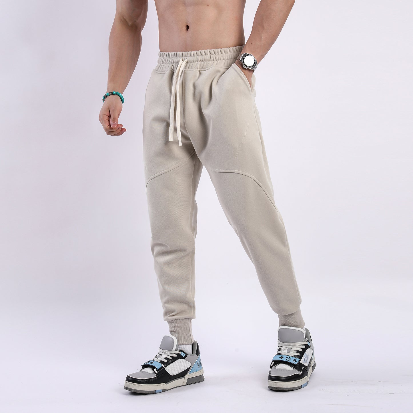 Men's Trousers Ankle-tied Drawstring Sweatpants