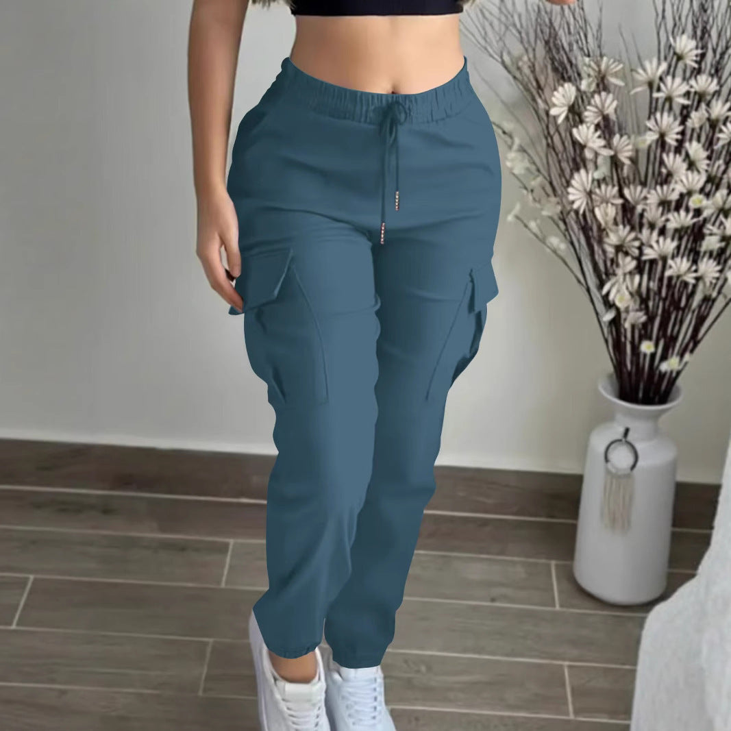 Fashion Drawstring Leisure Cargo Trousers
