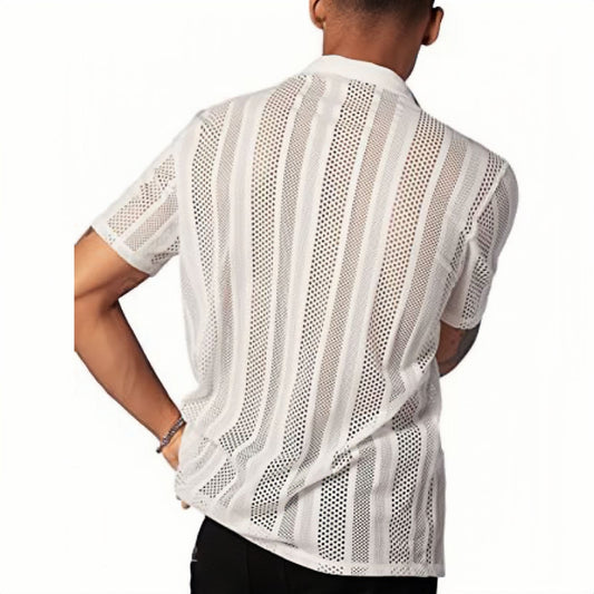 Nice Button Knitted Short-sleeved Shirt Men's Shirt