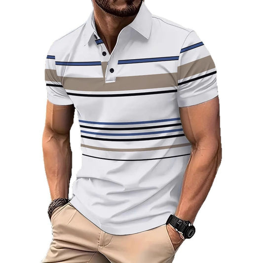 Men's Striped Short Sleeve Casual Loose T-shirt