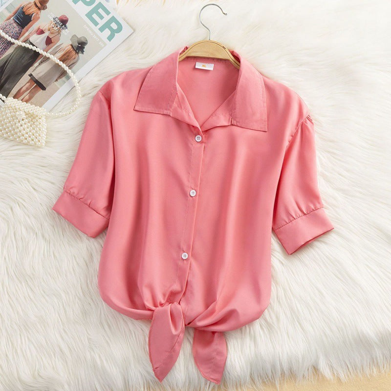 Elegant Striped Thin Shirt Women's Bow Outer Tops