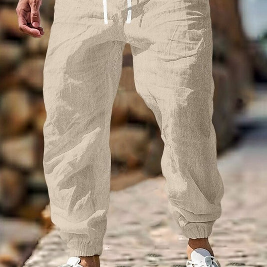 Men's Linen Trousers Elastic Waist