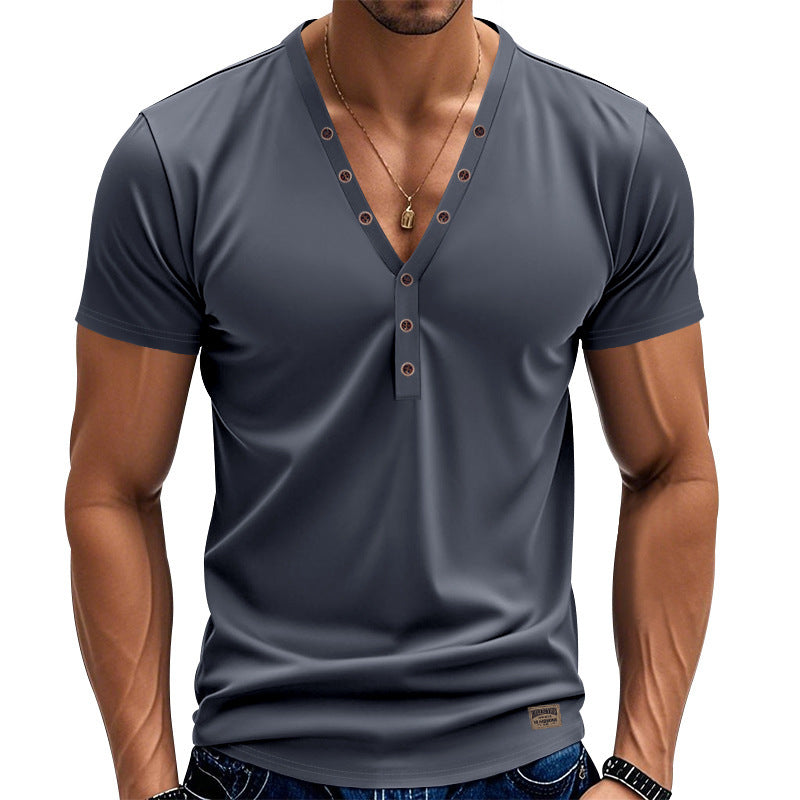 Men's Loose Thin Trendy V-neck Buttons