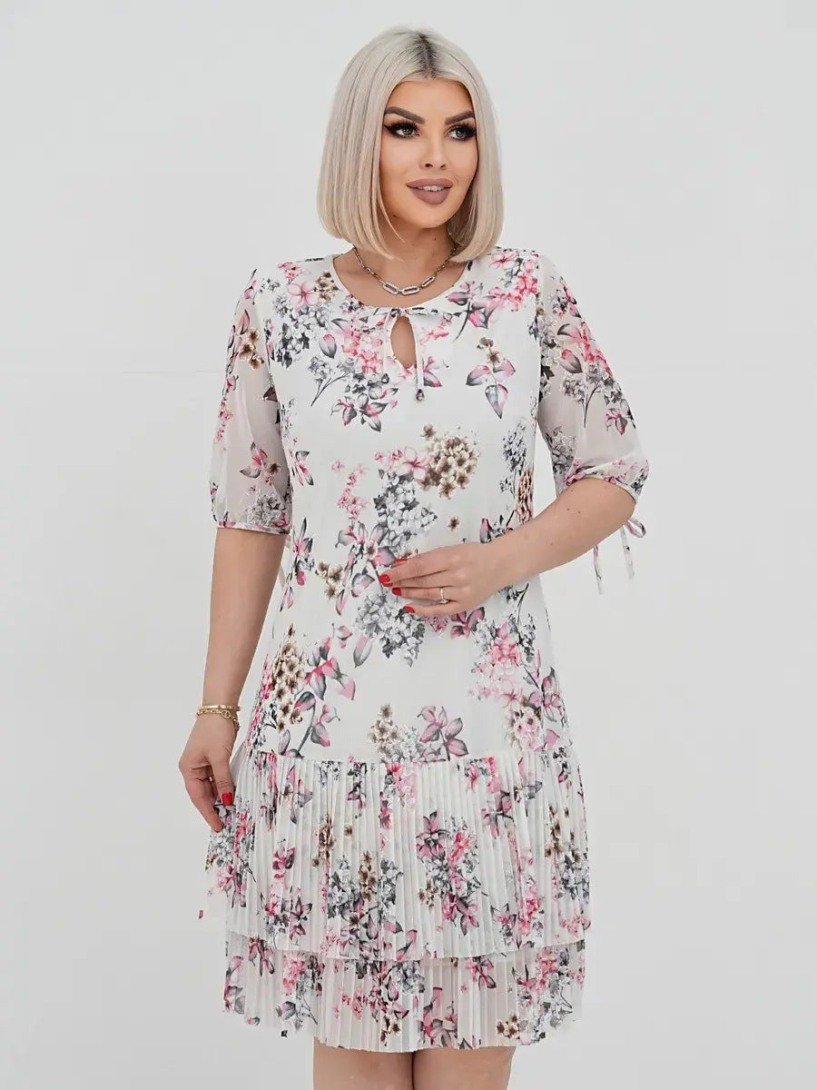Simple Pleated Lace Up Dress