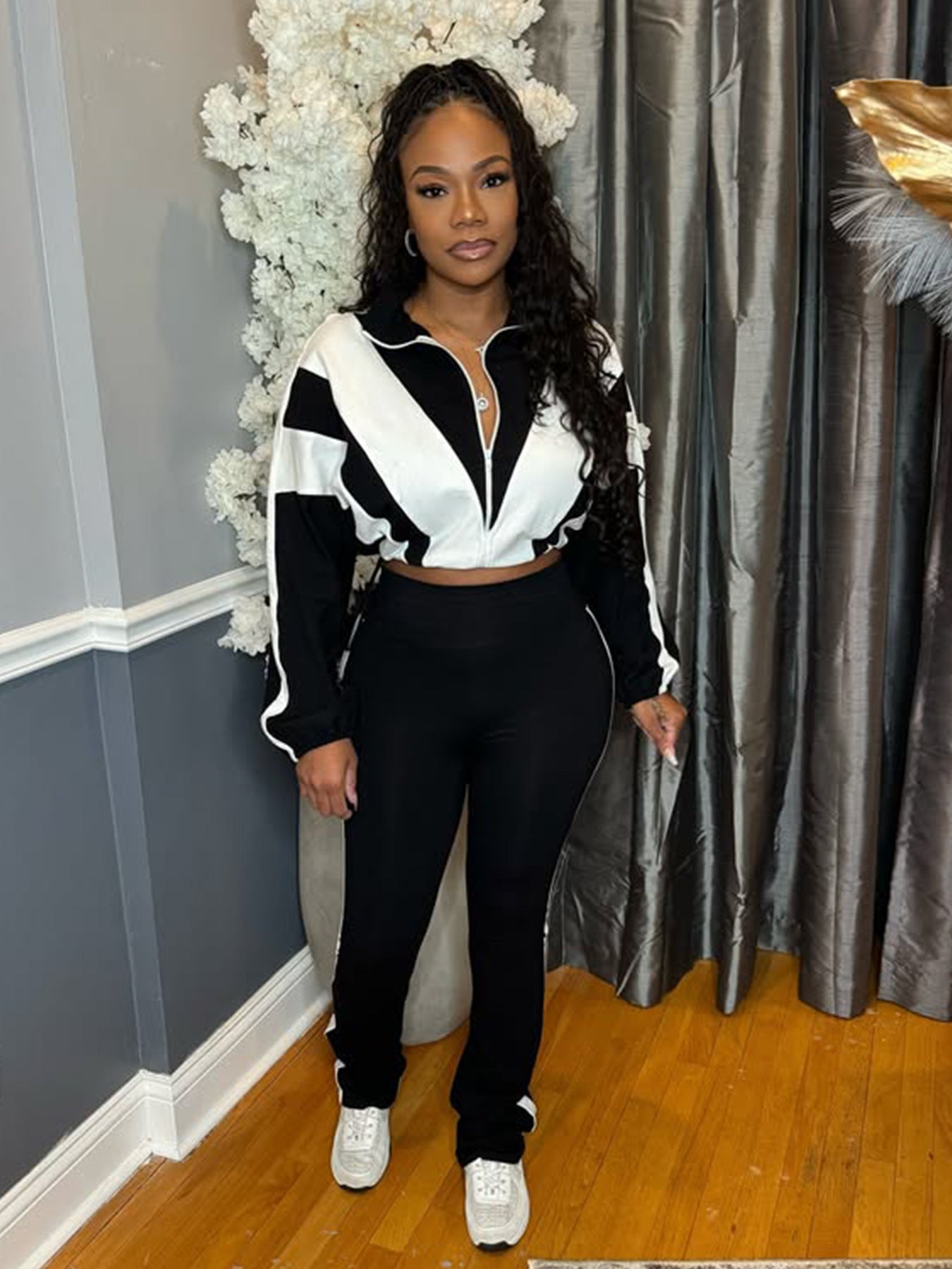 Buckle Waist Stitching Two-piece Suit