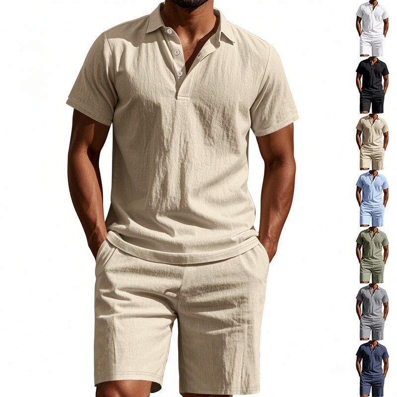 Men's Loose Linen Breathable Shorts Suit
