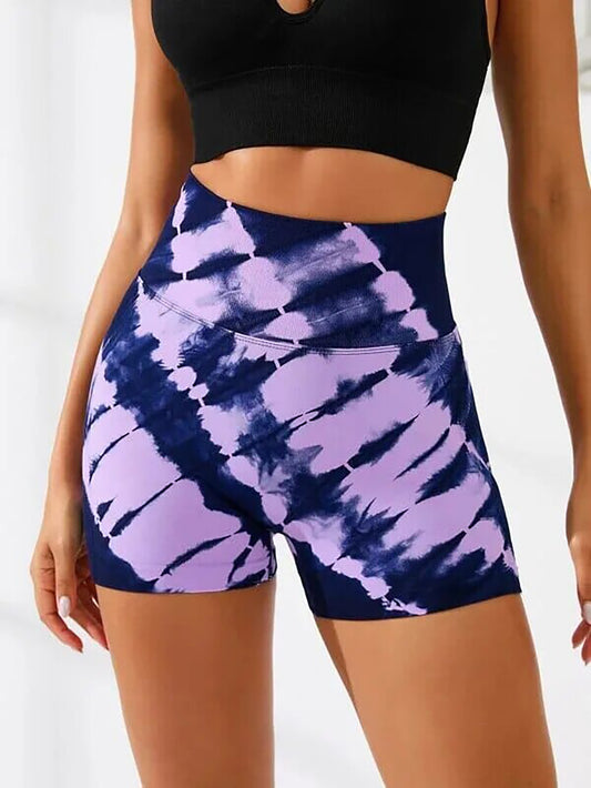 Tie Dye Workout Style Seamless High Waisted Shorts