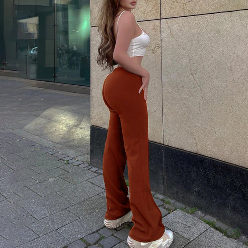 Fashionable Slim Fit High Waist Wide Pants