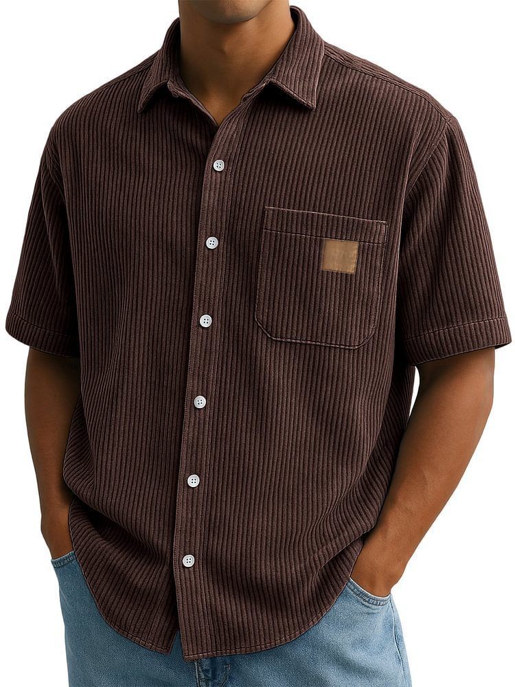 Versatile Leisure Leather Short Sleeve Shirt