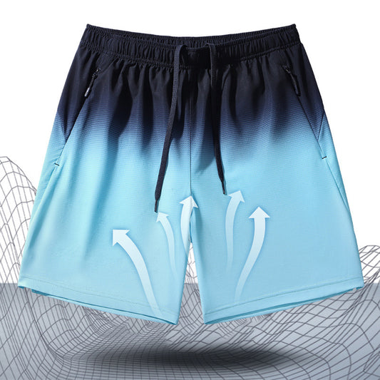 Men's Gradient Sports Summer Thin Ice Silk Shorts Beach Pants