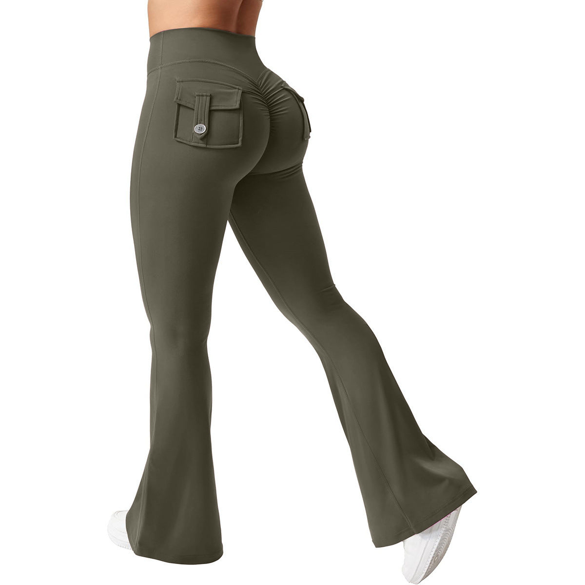 Fitness Peach Hip Pocket Flared Pants