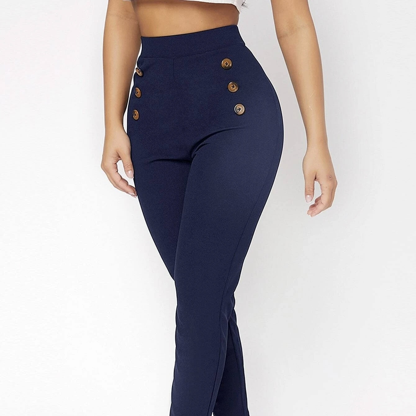 Ladie's Slim Fit Double Row Waisted Pants