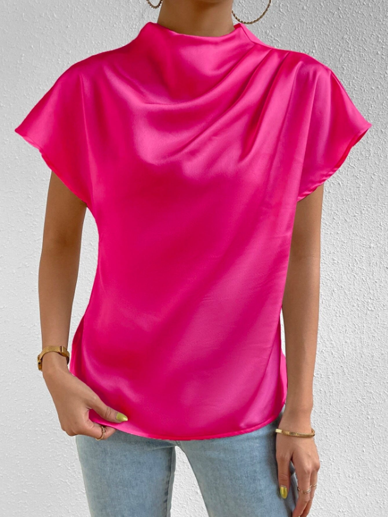 Elegant Folding Loose Women's Tops
