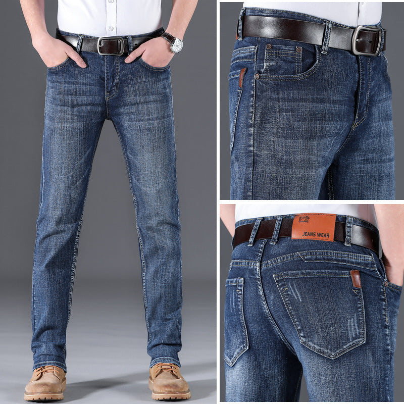 Mid-waist Straight Slim Jeans