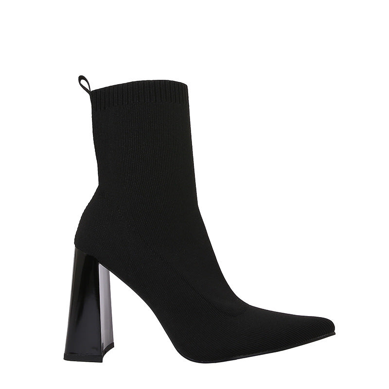 Brown Yellow Heel Retro Ankle Boots Women