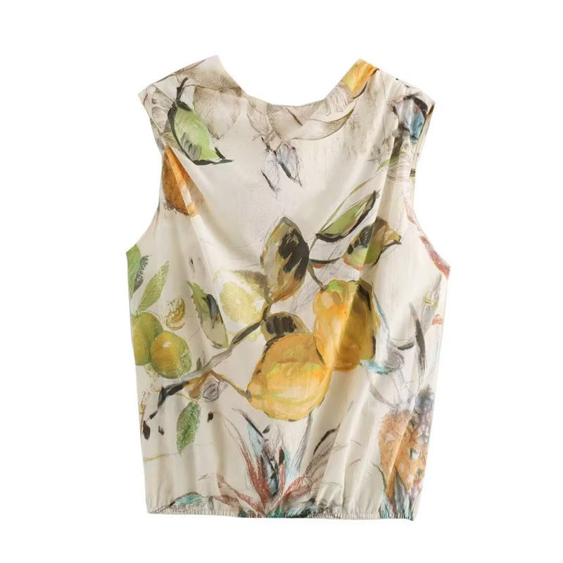 Cotton One-piece Pleated Top